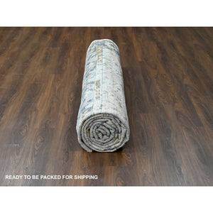 12'1"x14'10" Ivory And Sky Blue, Hand Knotted, Mahal Design, Supple Collection, Soft And Vibrant Pile, 100% Wool, Vegetable Dyes, Oversize Oriental Rug FWR506172