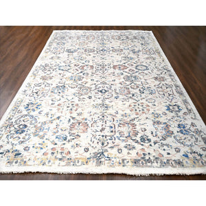 9'9"x14' Ivory, Soft Pile, 100% Wool, Natural Dyes,  Hand Knotted, Supple Collection, Mahal Design, Oriental Rug FWR506178