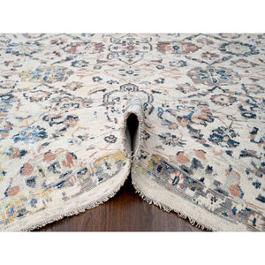 9'9"x14' Ivory, Soft Pile, 100% Wool, Natural Dyes,  Hand Knotted, Supple Collection, Mahal Design, Oriental Rug FWR506178