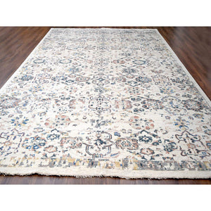 11'10"x17'8" Ivory, Supple Collection, Mahal Design, 100% Wool, Plush And Lush, Transitional Natural Dyes, Hand Knotted, Oriental Rug FWR506184