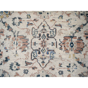 11'10"x17'8" Ivory, Supple Collection, Mahal Design, 100% Wool, Plush And Lush, Transitional Natural Dyes, Hand Knotted, Oriental Rug FWR506184