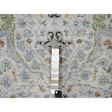 Load image into Gallery viewer, 5&#39;x5&#39; Light Gray, Oushak With Floral Motifs, Denser Weave, Soft Wool, Natural Dyes, Round, Hand Knotted, Oriental Rug FWR506190