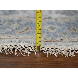 5'x5' Light Gray, Oushak With Floral Motifs, Denser Weave, Soft Wool, Natural Dyes, Round, Hand Knotted, Oriental Rug FWR506190