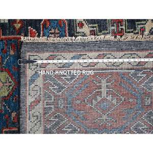 12'x18' Charcoal Black, Karajeh Heriz Geometric Design, Supple Collection, Plush and Lush, Organic Wool, Hand Knotted, Oversize Oriental Rug FWR506262