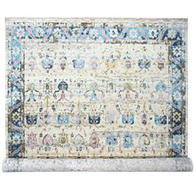 Load image into Gallery viewer, 12&#39;x17&#39;9&quot; Ivory and Blue, Transitional Natural Dyes, Oushak Inspired Supple Collection, Natural Wool, Mahal Design, Hand Knotted, Soft Pile, Oversize Oriental Rug FWR506280