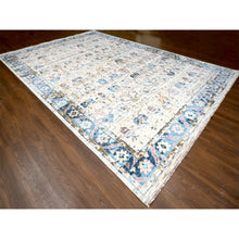 Load image into Gallery viewer, 12&#39;x17&#39;9&quot; Ivory and Blue, Transitional Natural Dyes, Oushak Inspired Supple Collection, Natural Wool, Mahal Design, Hand Knotted, Soft Pile, Oversize Oriental Rug FWR506280