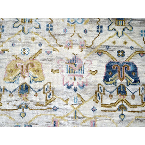 12'x17'9" Ivory and Blue, Transitional Natural Dyes, Oushak Inspired Supple Collection, Natural Wool, Mahal Design, Hand Knotted, Soft Pile, Oversize Oriental Rug FWR506280