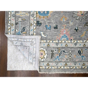 12'x17'10" Light Gray With Pop Of Color, Vegetable Dyes, Oushak Design, Plush And Lush, Supple Collection, Pure Wool, Hand Knotted, Oversize Oriental Rug FWR506298