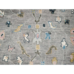 12'x17'10" Light Gray With Pop Of Color, Vegetable Dyes, Oushak Design, Plush And Lush, Supple Collection, Pure Wool, Hand Knotted, Oversize Oriental Rug FWR506298