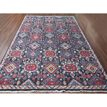 Load image into Gallery viewer, 12&#39;x14&#39;10&quot; Charcoal Black, Soft And Vibrant Pile, Karajeh Heriz Geometric Design, Supple Collection, Plush And Lush, 100% Wool Hand Knotted, Oversized Oriental Rug FWR506322