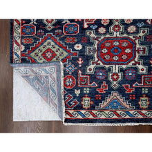 Load image into Gallery viewer, 12&#39;x14&#39;10&quot; Charcoal Black, Soft And Vibrant Pile, Karajeh Heriz Geometric Design, Supple Collection, Plush And Lush, 100% Wool Hand Knotted, Oversized Oriental Rug FWR506322