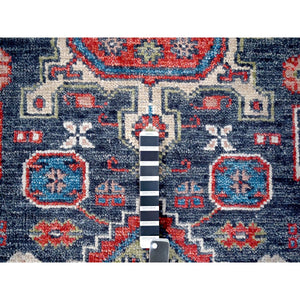 12'x14'10" Charcoal Black, Soft and Vibrant Pile, Karajeh Heriz Geometric Design, Supple Collection, Plush and Lush, 100% Wool Hand Knotted, Oversized Oriental Rug FWR506322