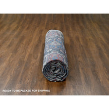 Load image into Gallery viewer, 12&#39;x14&#39;10&quot; Charcoal Black, Soft and Vibrant Pile, Karajeh Heriz Geometric Design, Supple Collection, Plush and Lush, 100% Wool Hand Knotted, Oversized Oriental Rug FWR506322