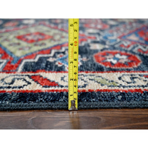 12'x14'10" Charcoal Black, Soft and Vibrant Pile, Karajeh Heriz Geometric Design, Supple Collection, Plush and Lush, 100% Wool Hand Knotted, Oversized Oriental Rug FWR506322