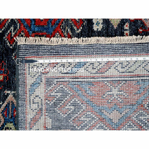 12'x14'10" Charcoal Black, Soft and Vibrant Pile, Karajeh Heriz Geometric Design, Supple Collection, Plush and Lush, 100% Wool Hand Knotted, Oversized Oriental Rug FWR506322