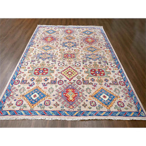 9'x11'10" Camel, Plush And Lush, 100% Wool, Supple Collection, Hand Knotted, Karajeh Heriz Geometric Design, Oriental Rug FWR506328