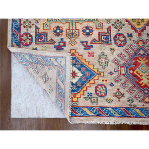 9'x11'10" Camel, Plush And Lush, 100% Wool, Supple Collection, Hand Knotted, Karajeh Heriz Geometric Design, Oriental Rug FWR506328