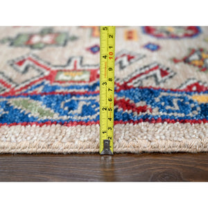 9'x11'10" Camel, Plush And Lush, 100% Wool, Supple Collection, Hand Knotted, Karajeh Heriz Geometric Design, Oriental Rug FWR506328