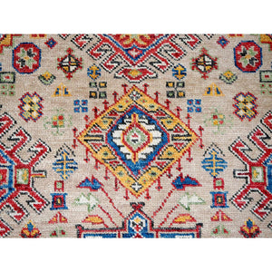 12'x17'9" Camel With Blue, Karajeh Heriz Geometric Design, Thick And Plush, Pure Wool, Supple Collection, Hand Knotted, Oversize Oriental Rug FWR506334