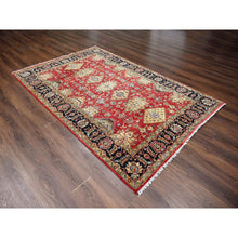 Load image into Gallery viewer, 6&#39;x8&#39;9&quot; Red And Black, Pure Wool, Hand Knotted, Soft Pile, Karajeh Design With Tribal Medallions, Oriental Rug FWR506352