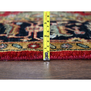 6'x8'9" Red And Black, Pure Wool, Hand Knotted, Soft Pile, Karajeh Design With Tribal Medallions, Oriental Rug FWR506352