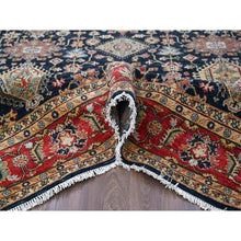 Load image into Gallery viewer, 8&#39;x8&#39; Black, Vegetable Dyes, 100% Wool, Soft Pile, Karajeh Design With All Over Pattern, Hand Knotted, Square, Oriental Rug FWR506358