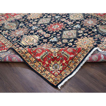 Load image into Gallery viewer, 8&#39;x8&#39; Black, Vegetable Dyes, 100% Wool, Soft Pile, Karajeh Design with All Over Pattern, Hand Knotted, Square, Oriental Rug FWR506358