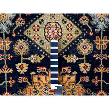 Load image into Gallery viewer, 8&#39;x8&#39; Black, Vegetable Dyes, 100% Wool, Soft Pile, Karajeh Design with All Over Pattern, Hand Knotted, Square, Oriental Rug FWR506358