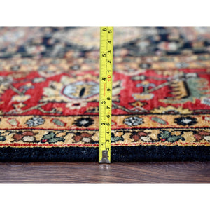 8'x8' Black, Vegetable Dyes, 100% Wool, Soft Pile, Karajeh Design with All Over Pattern, Hand Knotted, Square, Oriental Rug FWR506358