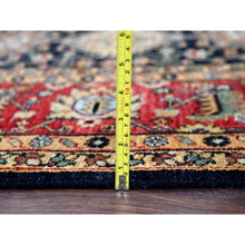 Load image into Gallery viewer, 8&#39;x8&#39; Black, Vegetable Dyes, 100% Wool, Soft Pile, Karajeh Design With All Over Pattern, Hand Knotted, Square, Oriental Rug FWR506358