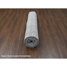 Load image into Gallery viewer, 12&#39;2&quot;x15&#39; Ivory And Black, Wool And Plant Based Silk, Hand Loomed, Natural Dyes, Modern Textured And Variegated Line Design, Oversize, Oriental Rug FWR506364