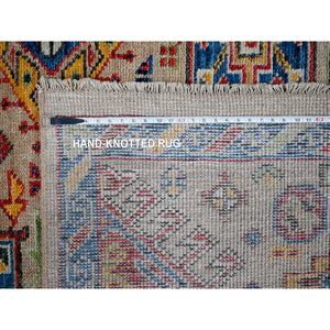 9'10"x13'10" Camel With Navy Blue, Vegetable Dyes, Karajeh Heriz Geometric Design, Thick And Plush, Natural Wool, Supple Collection, Hand Knotted, Oversize Oriental Rug FWR506394