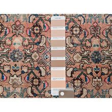 Load image into Gallery viewer, 2&#39;3&quot;x9&#39;2&quot; Salmon Pink, Vintage Persian Hamadan With All Over Fish Mahi Design, Distressed And Worn, Cropped Thin, Zero Pile, Sides And Ends Professionally Secured, Hand Knotted, 100% Wool, Fragment, Narrow Runner, Oriental Rug FWR5058