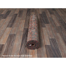 Load image into Gallery viewer, 2&#39;3&quot;x9&#39;2&quot; Salmon Pink, Vintage Persian Hamadan With All Over Fish Mahi Design, Distressed And Worn, Cropped Thin, Zero Pile, Sides And Ends Professionally Secured, Hand Knotted, 100% Wool, Fragment, Narrow Runner, Oriental Rug FWR5058