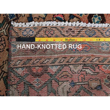 Load image into Gallery viewer, 2&#39;3&quot;x9&#39;2&quot; Salmon Pink, Vintage Persian Hamadan With All Over Fish Mahi Design, Distressed And Worn, Cropped Thin, Zero Pile, Sides And Ends Professionally Secured, Hand Knotted, 100% Wool, Fragment, Narrow Runner, Oriental Rug FWR5058