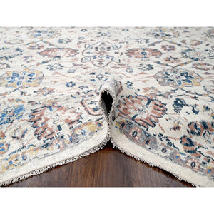 8'10"x11'10" Ivory, Pure Wool, Soft And Vibrant Pile, Natural Dyes, Hand Knotted, Supple Collection, Mahal Design, Oriental Rug FWR506400