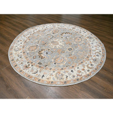 Load image into Gallery viewer, 7&#39;10&quot;x8&#39; Grey And Ivory, Hand Knotted Oushak Inspired Supple Collection, 100% Wool, Plush And Lush, Round Oriental Rug FWR506418