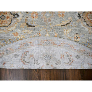 7'10"x8' Grey And Ivory, Hand Knotted Oushak Inspired Supple Collection, 100% Wool, Plush And Lush, Round Oriental Rug FWR506418
