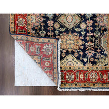 Load image into Gallery viewer, 4&#39;2&quot;x6&#39; Black And Red, Natural Dyes, Karajeh Design With All Over Pattern, Pure Wool, Hand Knotted, Oriental Rug FWR506424