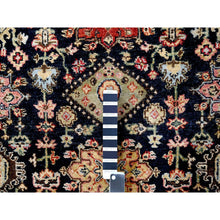 Load image into Gallery viewer, 4&#39;2&quot;x6&#39; Black and Red, Natural Dyes, Karajeh Design with All Over Pattern, Pure Wool, Hand Knotted, Oriental Rug FWR506424