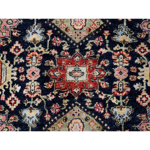 4'2"x6' Black and Red, Natural Dyes, Karajeh Design with All Over Pattern, Pure Wool, Hand Knotted, Oriental Rug FWR506424