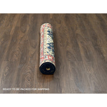 Load image into Gallery viewer, 4&#39;2&quot;x6&#39; Black and Red, Natural Dyes, Karajeh Design with All Over Pattern, Pure Wool, Hand Knotted, Oriental Rug FWR506424
