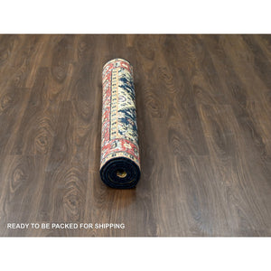 4'2"x6' Black and Red, Natural Dyes, Karajeh Design with All Over Pattern, Pure Wool, Hand Knotted, Oriental Rug FWR506424