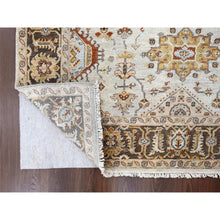 Load image into Gallery viewer, 6&#39;1&quot;x11&#39;10&quot; Beige and Brown, Karajeh Design with Geometric Medallion, Hand Knotted, Vegetable Dyes, Extra Soft Wool, Wide Gallery Runner Oriental Rug FWR506454
