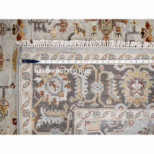 Load image into Gallery viewer, 6&#39;1&quot;x11&#39;10&quot; Beige And Brown, Karajeh Design With Geometric Medallion, Hand Knotted, Vegetable Dyes, Extra Soft Wool, Wide Gallery Runner Oriental Rug FWR506454