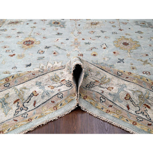 12'x14'10" Light Blue And Ivory, Hand Knotted, Oushak Inspired, Supple Collection, Soft And Plush, Sustainable, Oversize Oriental Rug FWR506460