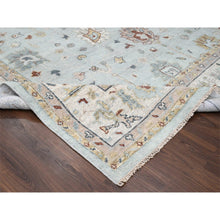 Load image into Gallery viewer, 12&#39;x14&#39;10&quot; Light Blue And Ivory, Hand Knotted, Oushak Inspired, Supple Collection, Soft And Plush, Sustainable, Oversize Oriental Rug FWR506460
