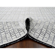 Load image into Gallery viewer, 9&#39;x12&#39;1&quot;Black and Ivory, Modern Textured and Roman Floor Design, Hand Loomed, Wool and Plant Based Silk, Oriental Rug FWR506472