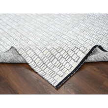 Load image into Gallery viewer, 9&#39;x12&#39;1&quot;Black and Ivory, Modern Textured and Roman Floor Design, Hand Loomed, Wool and Plant Based Silk, Oriental Rug FWR506472