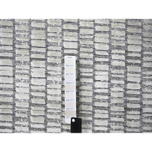 Load image into Gallery viewer, 9&#39;x12&#39;1&quot;Black and Ivory, Modern Textured and Roman Floor Design, Hand Loomed, Wool and Plant Based Silk, Oriental Rug FWR506472